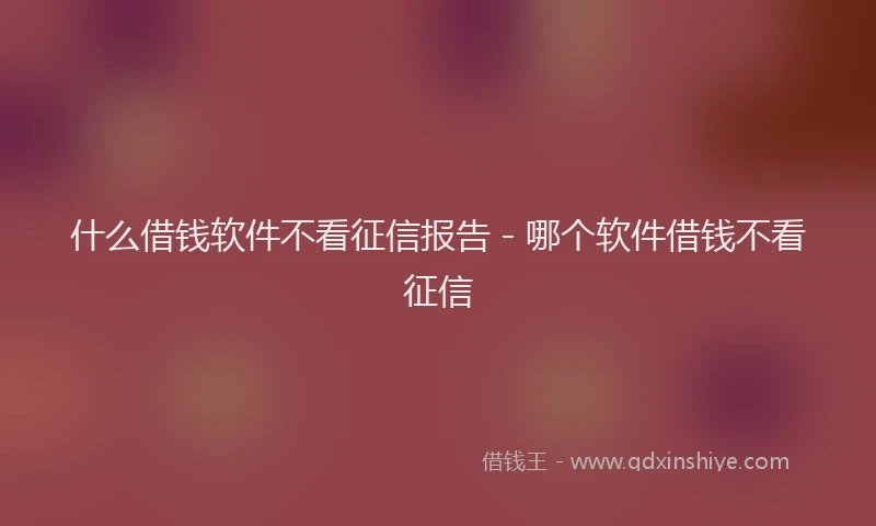 什么借钱软件不看征信报告 - 哪个软件借钱不看征信