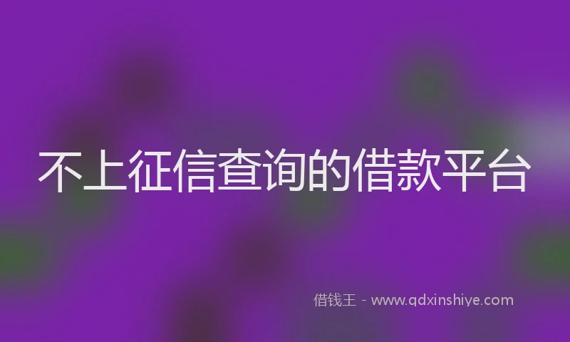 不上征信查询的借款平台