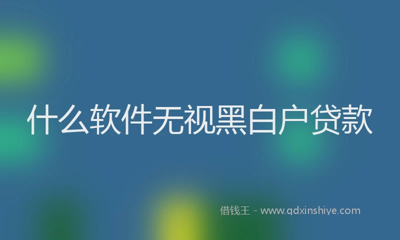 什么软件无视黑白户贷款