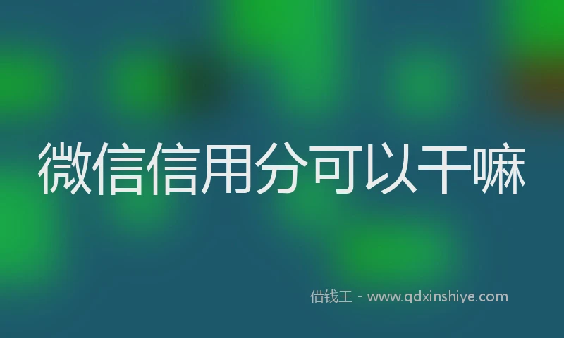 微信信用分可以干嘛