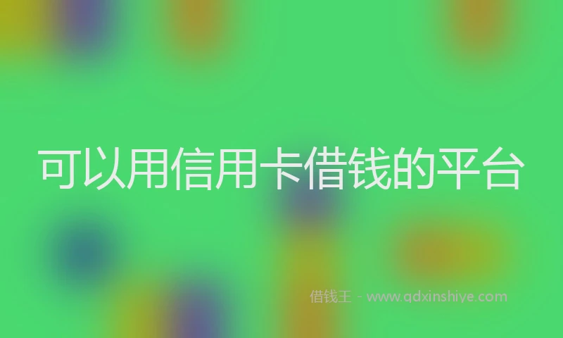 可以用信用卡借钱的平台