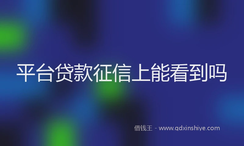 平台贷款征信上能看到吗