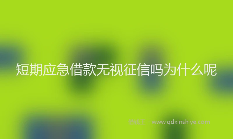 短期应急借款无视征信吗为什么呢
