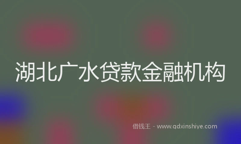 湖北广水贷款金融机构