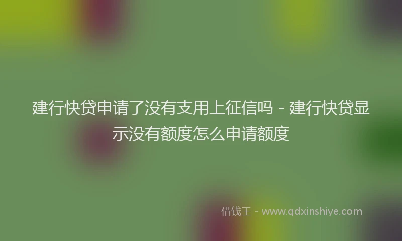 建行快贷申请了没有支用上征信吗 - 建行快贷显示没有额度怎么申请额度