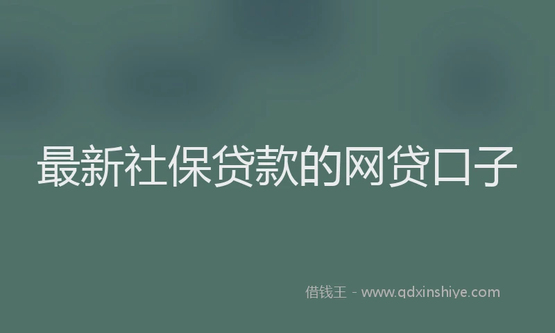 最新社保贷款的网贷口子
