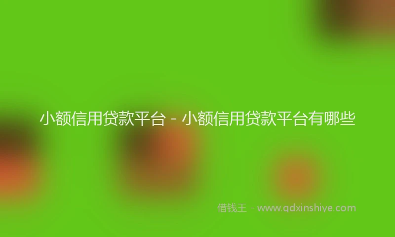 小额信用贷款平台 - 小额信用贷款平台有哪些