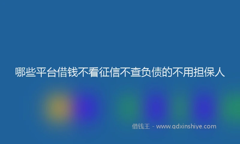 哪些平台借钱不看征信不查负债的不用担保人
