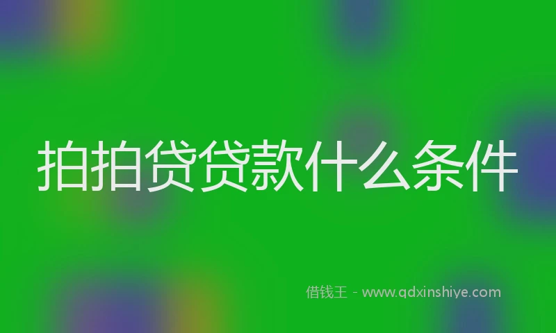 拍拍贷贷款什么条件