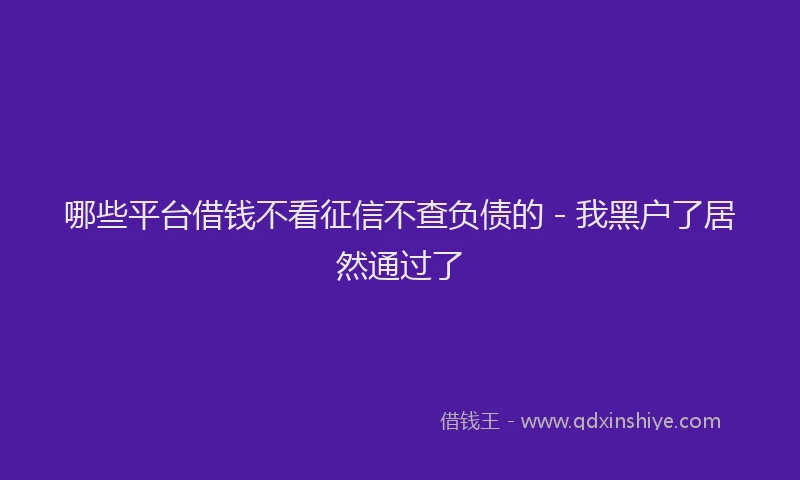 哪些平台借钱不看征信不查负债的 - 我黑户了居然通过了