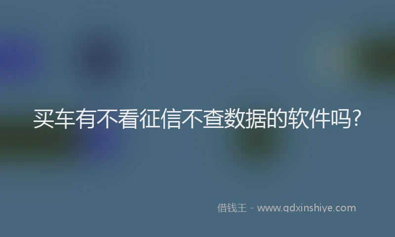 买车有不看征信不查数据的软件吗?