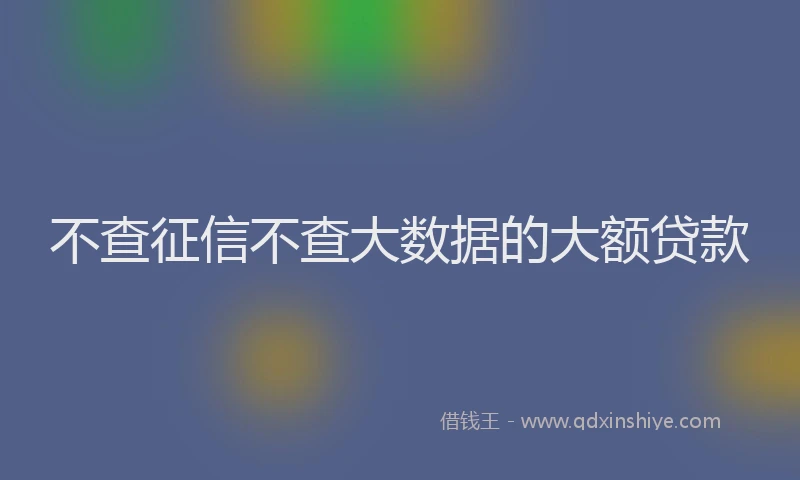 不查征信不查大数据的大额贷款
