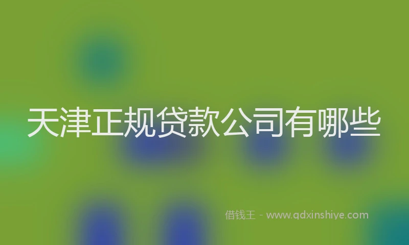 天津正规贷款公司有哪些