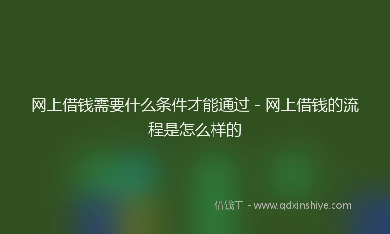 网上借钱需要什么条件才能通过 - 网上借钱的流程是怎么样的