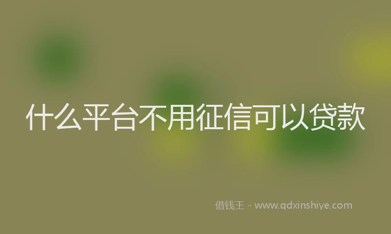 什么平台不用征信可以贷款