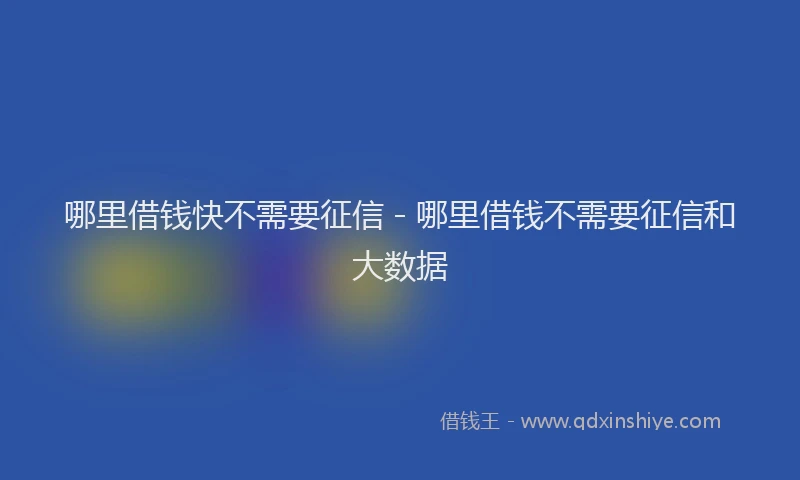 哪里借钱快不需要征信 - 哪里借钱不需要征信和大数据