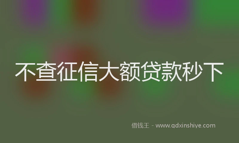 不查征信大额贷款秒下