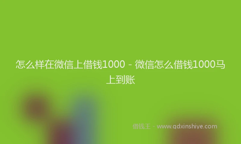 怎么样在微信上借钱1000 - 微信怎么借钱1000马上到账