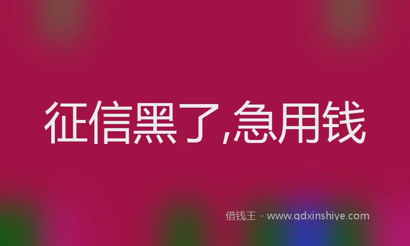 征信黑了,急用钱