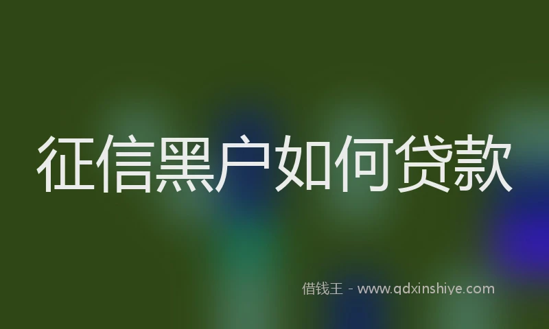 征信黑户如何贷款