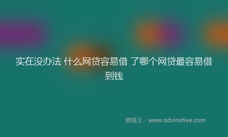 实在没办法 什么网贷容易借 了哪个网贷最容易借到钱