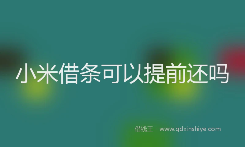 小米借条可以提前还吗