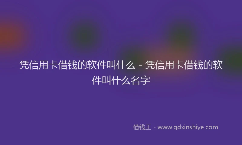 凭信用卡借钱的软件叫什么 - 凭信用卡借钱的软件叫什么名字