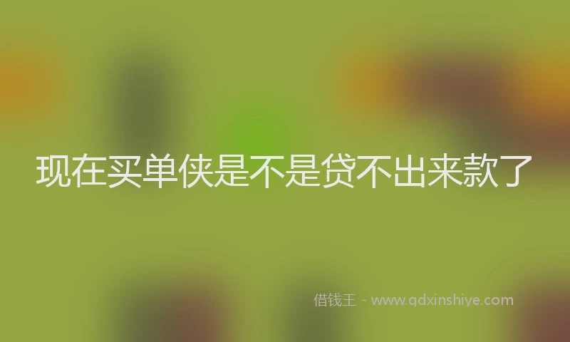 现在买单侠是不是贷不出来款了