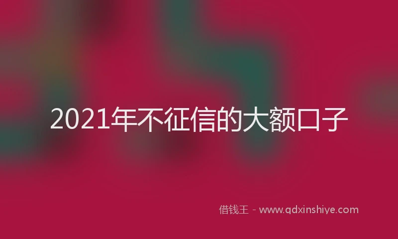 2021年不征信的大额口子