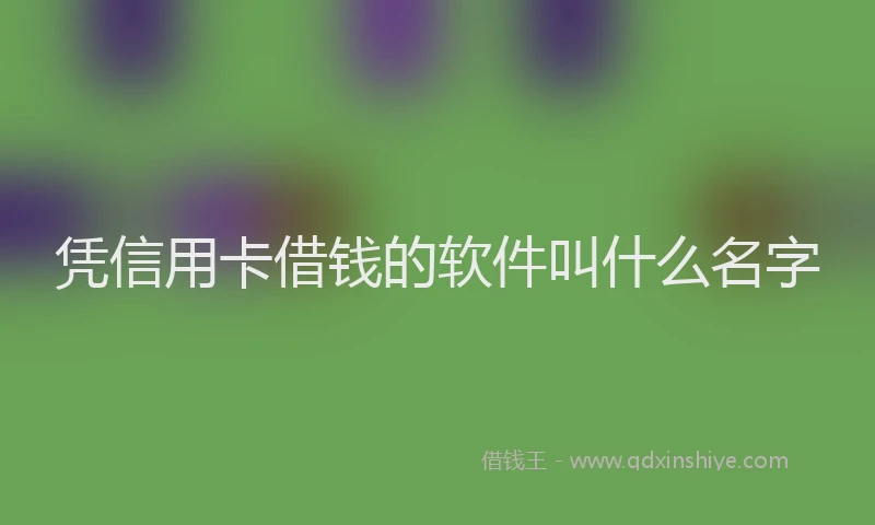 凭信用卡借钱的软件叫什么名字