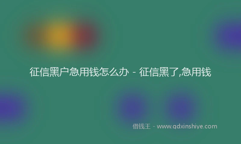 征信黑户急用钱怎么办 - 征信黑了,急用钱