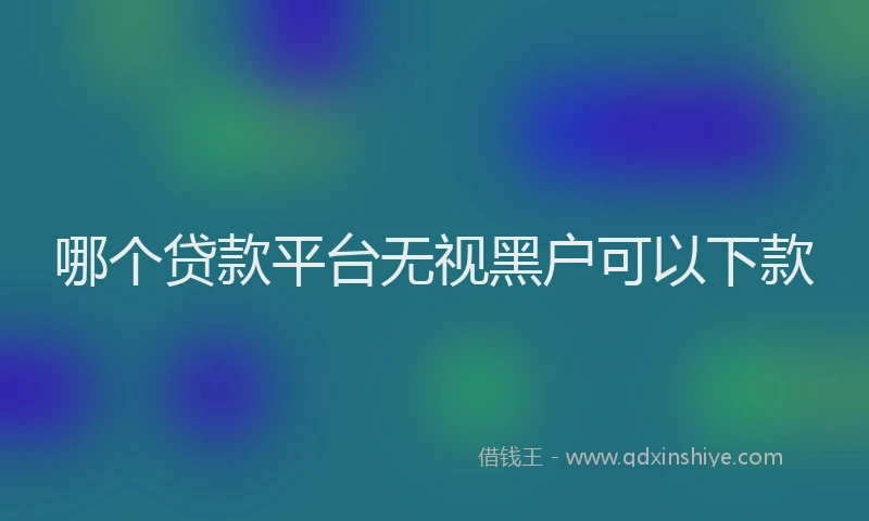 哪个贷款平台无视黑户可以下款