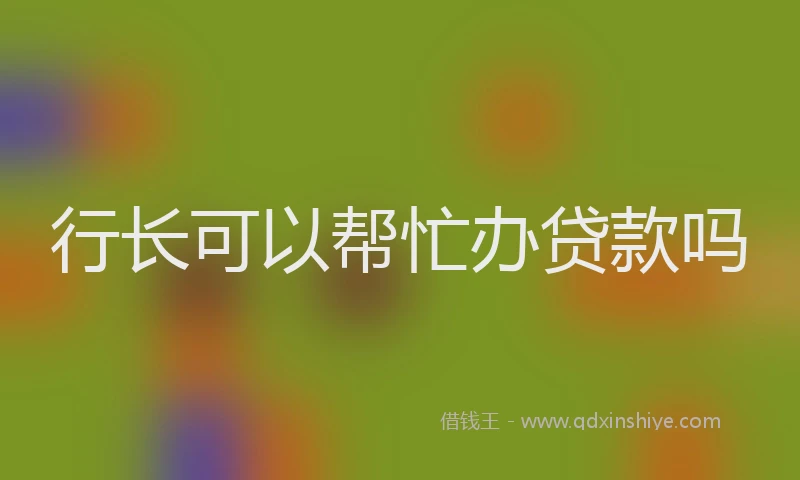 行长可以帮忙办贷款吗