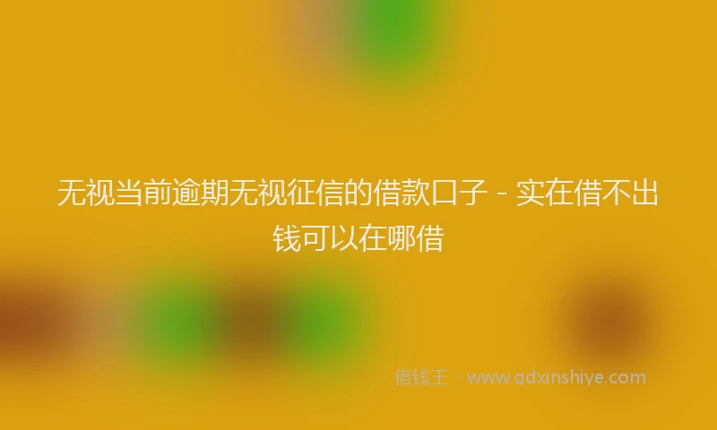 无视当前逾期无视征信的借款口子 - 实在借不出钱可以在哪借