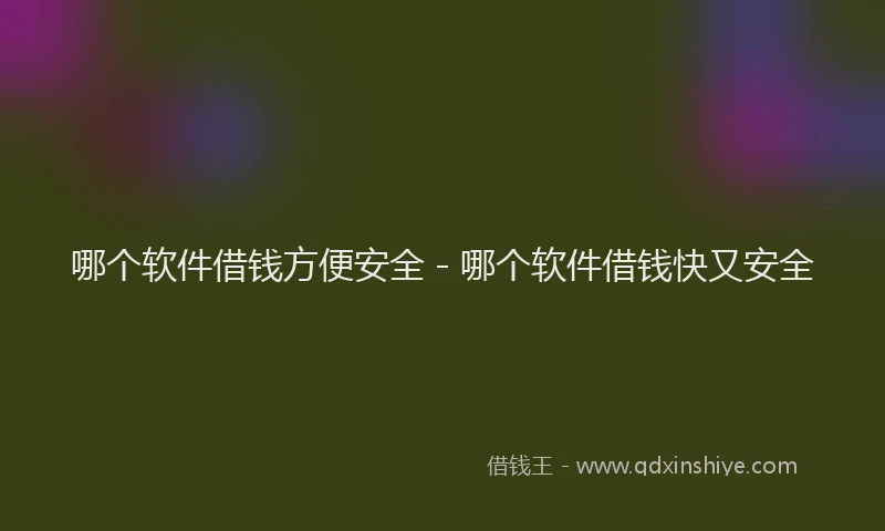 哪个软件借钱方便安全 - 哪个软件借钱快又安全