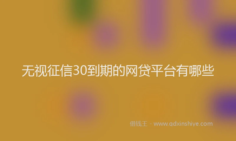 无视征信30到期的网贷平台有哪些