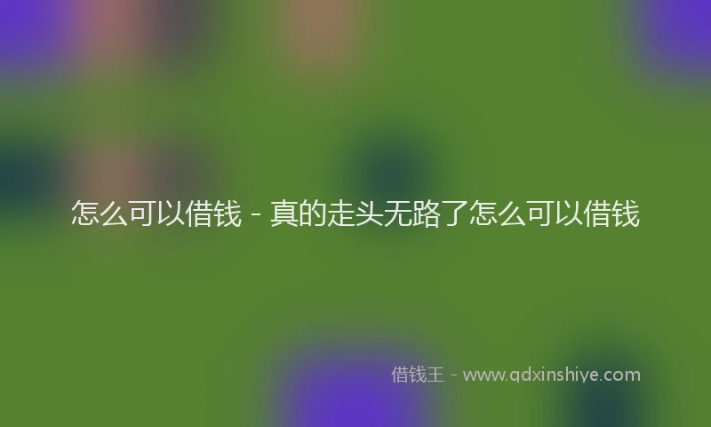 怎么可以借钱 - 真的走头无路了怎么可以借钱