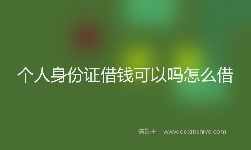 个人身份证借钱可以吗怎么借