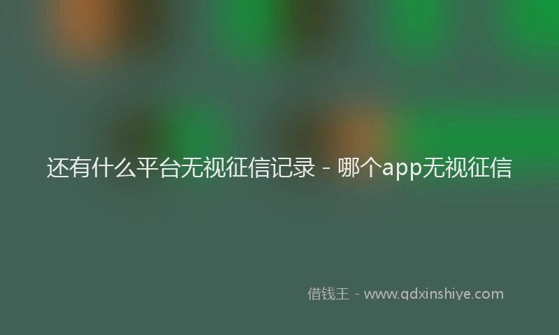还有什么平台无视征信记录 - 哪个app无视征信