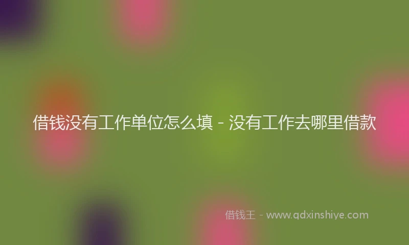借钱没有工作单位怎么填 - 没有工作去哪里借款
