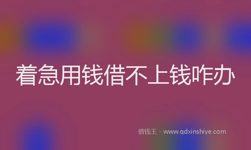着急用钱借不上钱咋办