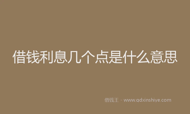借钱利息几个点是什么意思