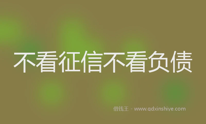 不看征信不看负债