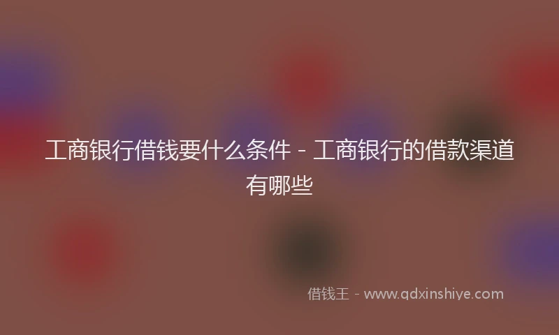 工商银行借钱要什么条件 - 工商银行的借款渠道有哪些