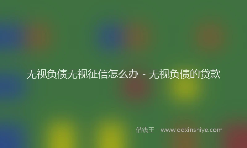 无视负债无视征信怎么办 - 无视负债的贷款