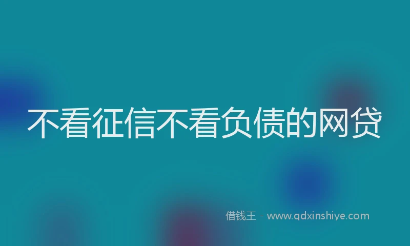 不看征信不看负债的网贷