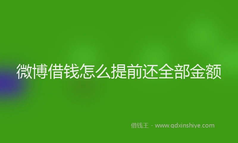 微博借钱怎么提前还全部金额