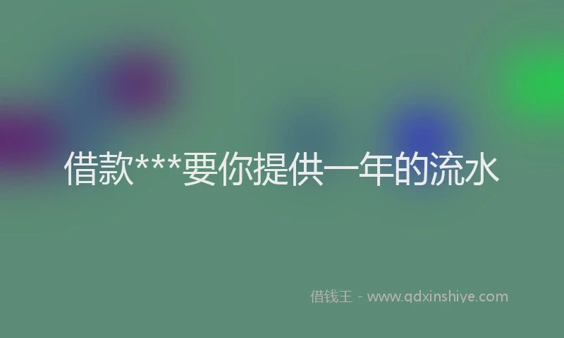 借款***要你提供一年的流水