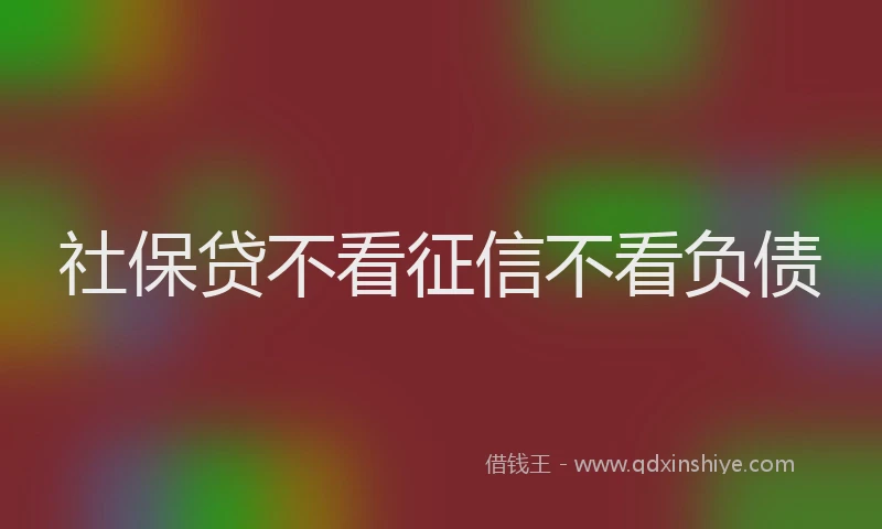 社保贷不看征信不看负债