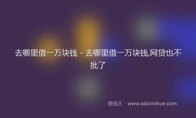 去哪里借一万块钱 - 去哪里借一万块钱,网贷也不批了